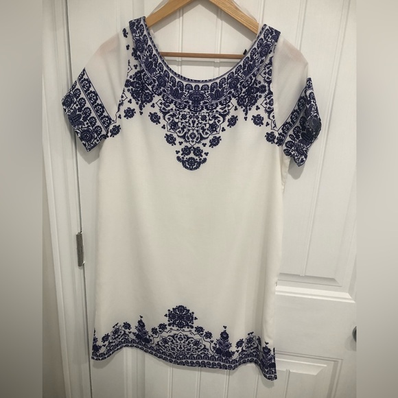 Showpo White Dress with Purple Floral Detail - Picture 1 of 3